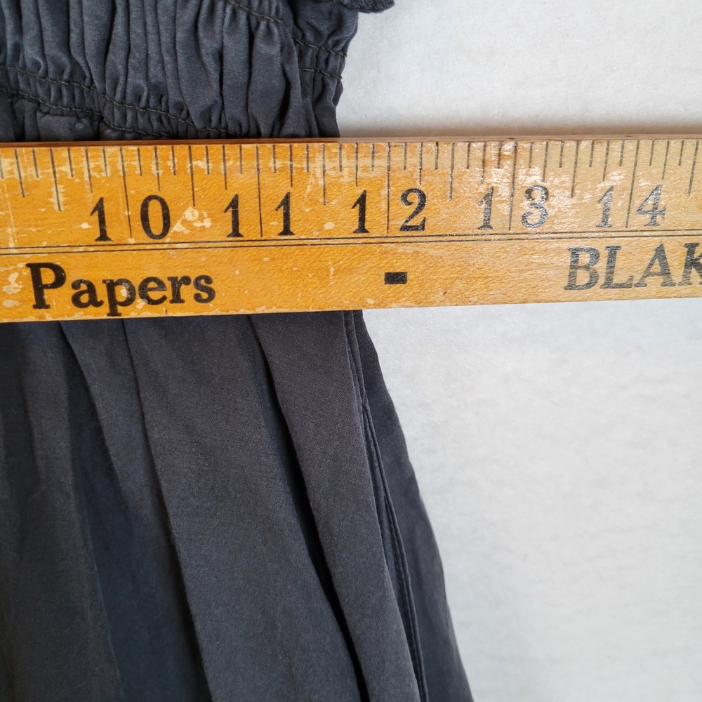 Club Monaco Womens Peasant Midi Dress Smocked Pockets Size Medium Black - Picture 3 of 11